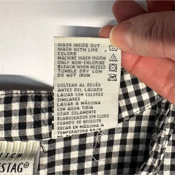 White Stag Gingham Plaid Seersucker Button Shirt Dress Tie Waist Cottage Country - Picture 12 of 15